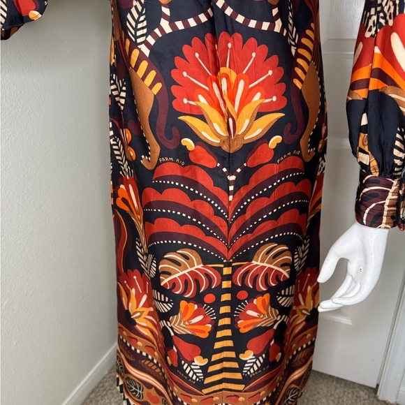 FARM Rio  RED NATURE BEAUTY SCARF BACKLESS MIDI DRESS Size XXS. - Picture 5 of 15